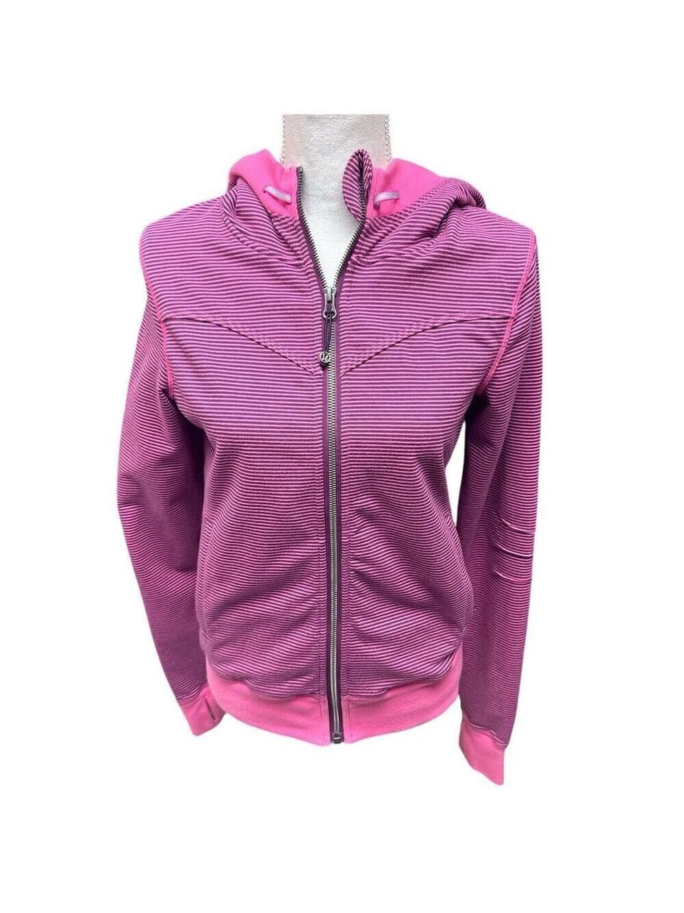 Lululemon Bliss Break Hoodie Wagon Stripe Plum Afterglo / Plum / Afterglo Size 8 - Picture 2 of 9